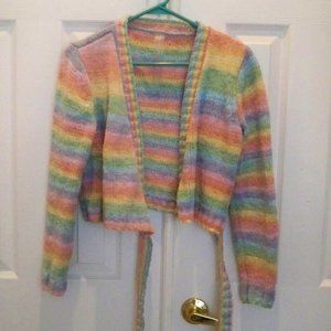 wavvy rainbow cardigan sweater maybe top? size large